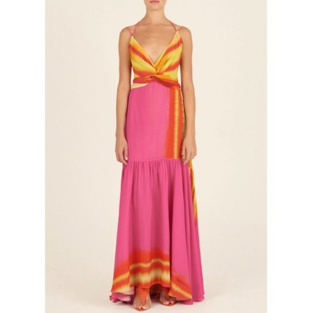 NWT Silvia Tcherassi Eva Dress in Fuschia Lime Stripes